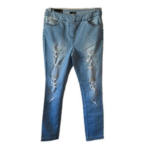 Renuar Pearl and Diamond embellished pull on Jeans with functional pockets Sz 8